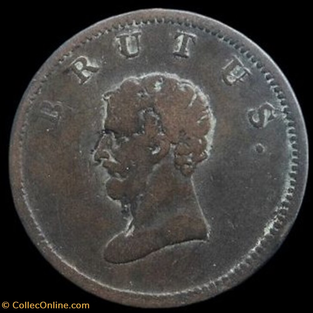 Jeton anglais de cuivre BRUTUS de la BCC , 1809-1810 monnaies paranumismatique jetons poids jeton anglais de cuivre brutus de la bcc 1809 1810