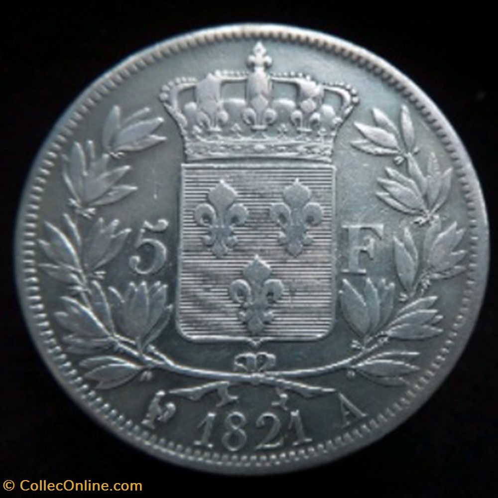 5 francs argent Louis XVIII Paris 1821 monnaies monde france 5 francs argent louis xviii paris 1821