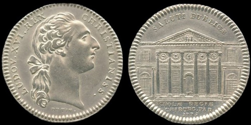Jeton d'argent Louis XVI 1775 école de chirurgie monnaies paranumismatique jetons poids jeton argent louis xvi 1775 ecole de chirurgie