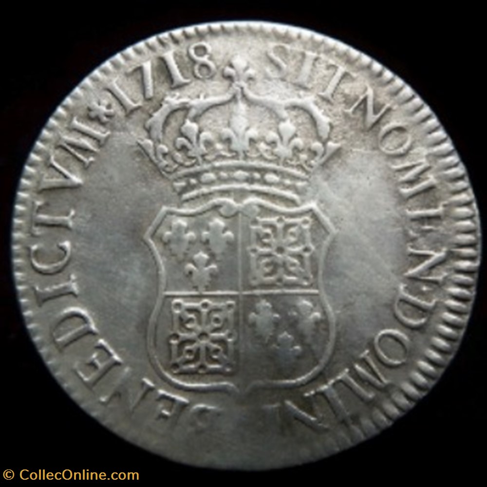 monnaies europe medievale france royales ecu de navarre louis xv paris 1718