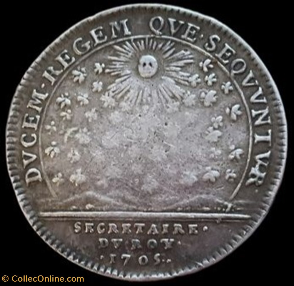 Jeton d'argent Secrétaire du Roy Louis XIV 1705 monnaies paranumismatique jetons poids jeton argent secretaire du roy louis xiv 1705