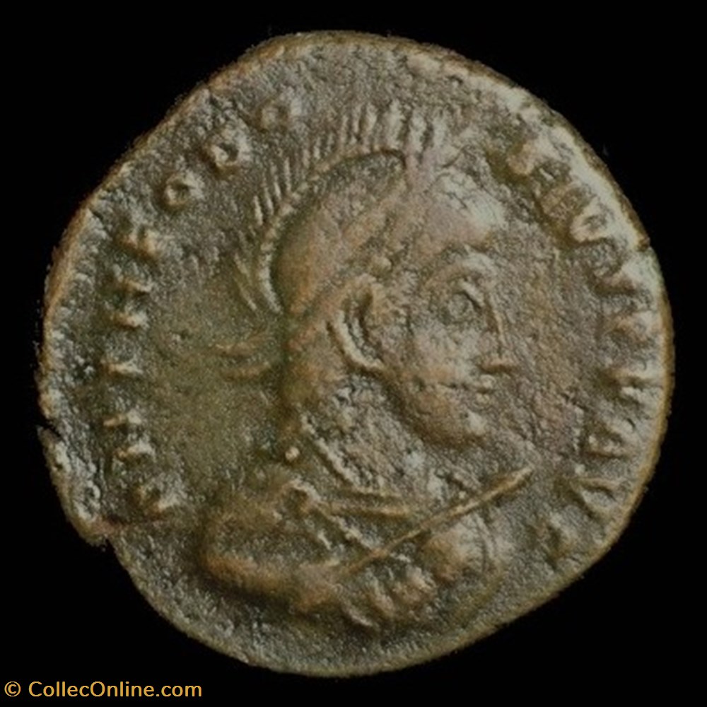AE2 de Théodose I pour Thessalonique , 3 ème officine monnaies antiques romaines republicaines imperiales ae2 de theodose i pour thessalonique 3 eme officine