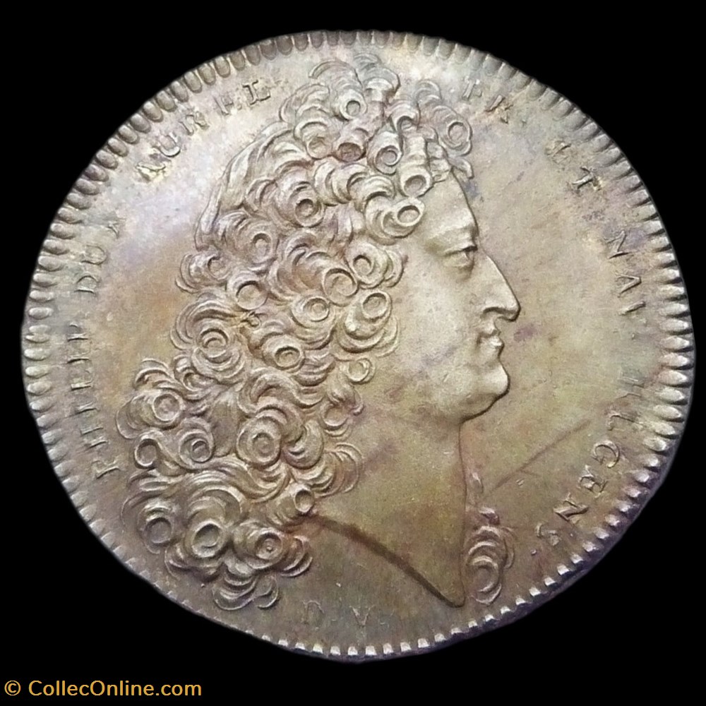 Jeton de laiton de Louis Charles de Bourbon /Philippe d'Orléans monnaies paranumismatique jetons poids jeton de laiton de louis charles de bourbon philippe orleans