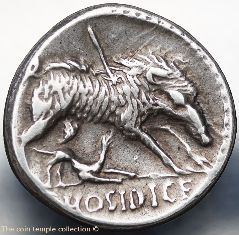 Crawford 407/2, C.HOSIDI C.F GETA IIIVIR (C. Hosidius C.f. Geta) Denar, 68 B.C. 3 munzen antike bis romische imperial und republik crawford 407 2 c hosidi c f geta iiivir c hosidius c f geta denar 68 b c