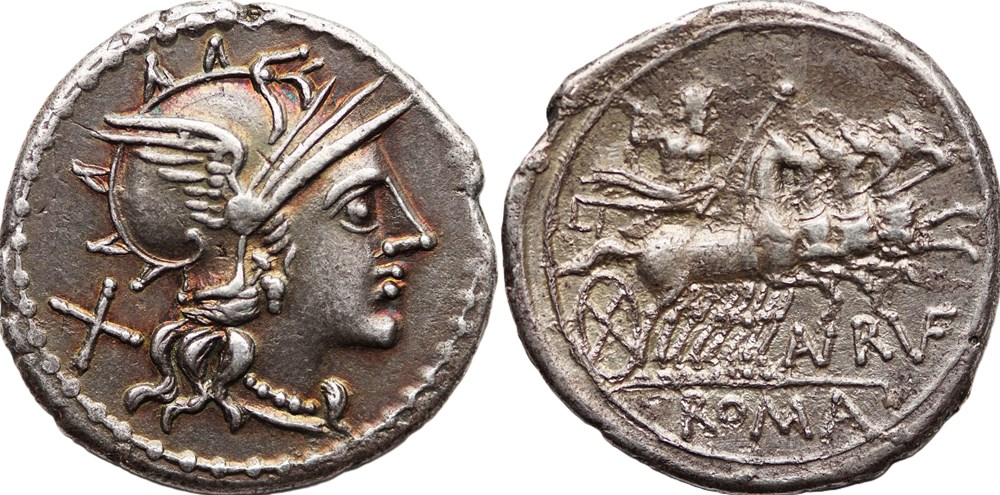 Crawford 221/1, AN RUF (T. Annius Rufus?)Denarius, 144 BC, Rome munzen antike bis romische imperial und republik crawford 221 1 an ruf t annius rufus denarius 144 bc rome