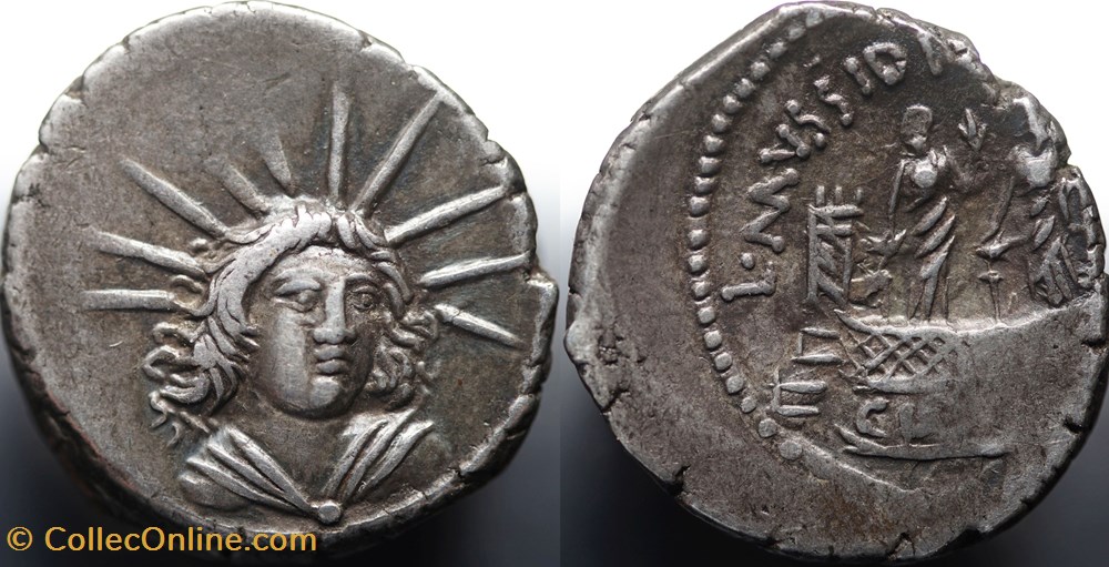 Crawford 494/43a L.MVSSIDIVS T.F.LONGVS IIIIVIR A.P.F. (L. Mussidius Longus) Denar, 42, Rom munzen antike bis romische imperial und republik crawford 494 43a l mvssidivs t f longvs iiiivir a p f l mussidius longus denar 42 rom