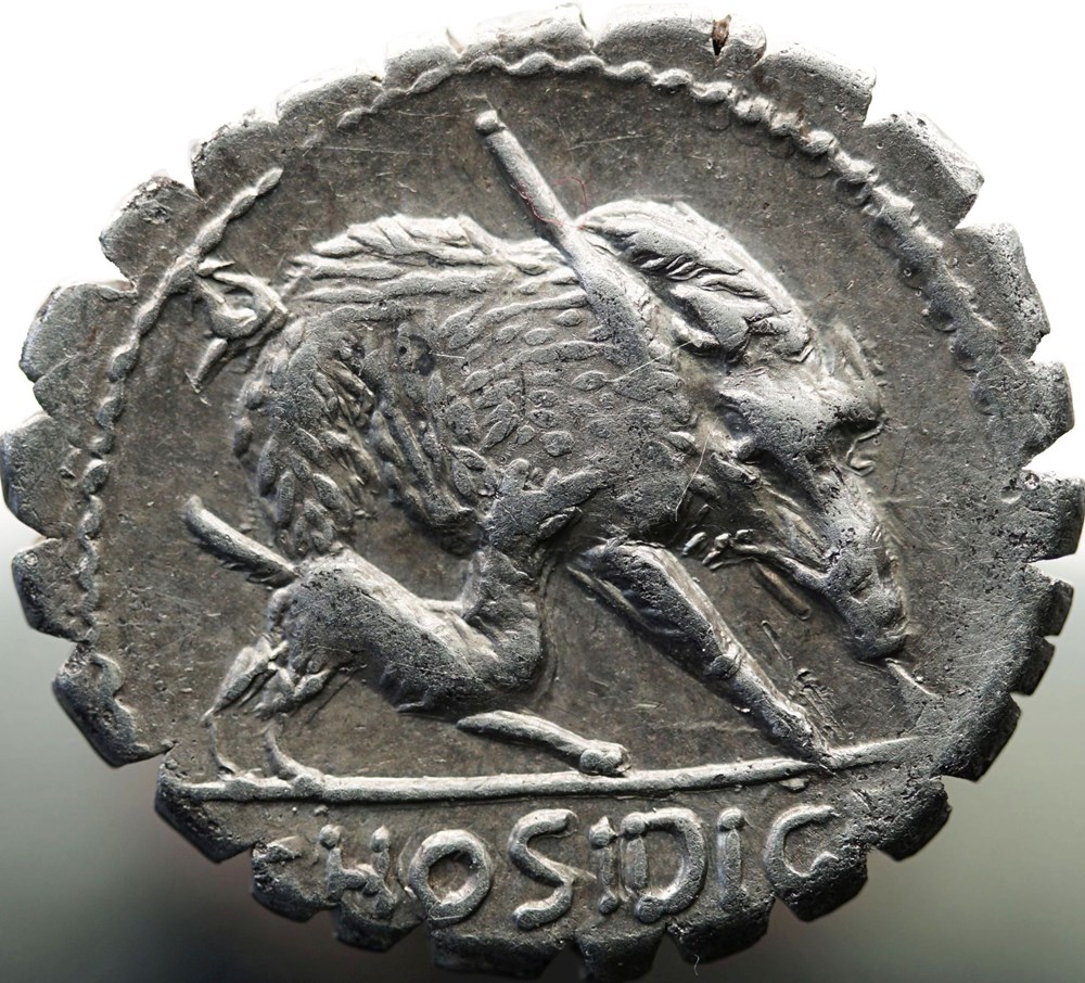 munzen antike bis romische imperial und republik crawford 407 1 c hosidi c f geta iiivir c hosidius c f geta denar 68 b c