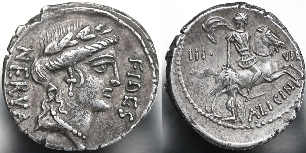 Crawford 454/1 A. LICINIVS NERVA IIIVIR (A. Licinius Nerva) Denar munzen antike bis romische imperial und republik crawford 454 1 a licinivs nerva iiivir a licinius nerva denar