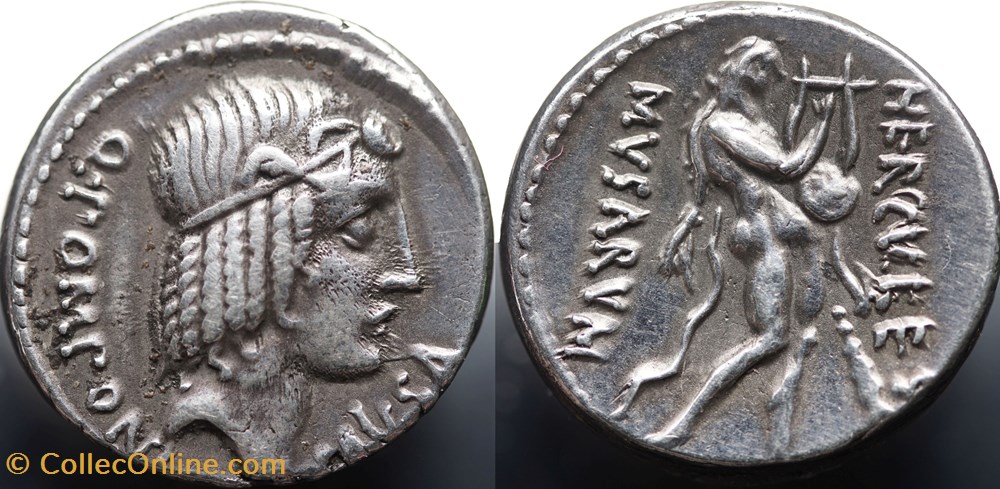 Crawford 410/1, Q.POMPONI MVSA (Q. Pomponius Musa) Denar, 66 B.C. munzen antike bis romische imperial und republik crawford 410 1 q pomponi mvsa q pomponius musa denar 66 b c