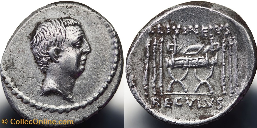 Crawford 494/28 L.LIVINEIVS REGVLVS IIIIVIR A.P.F. (L. Livineius Regulus) Denar, 42, Rom munzen antike bis romische imperial und republik crawford 494 28 l livineivs regvlvs iiiivir a p f l livineius regulus denar 42 rom