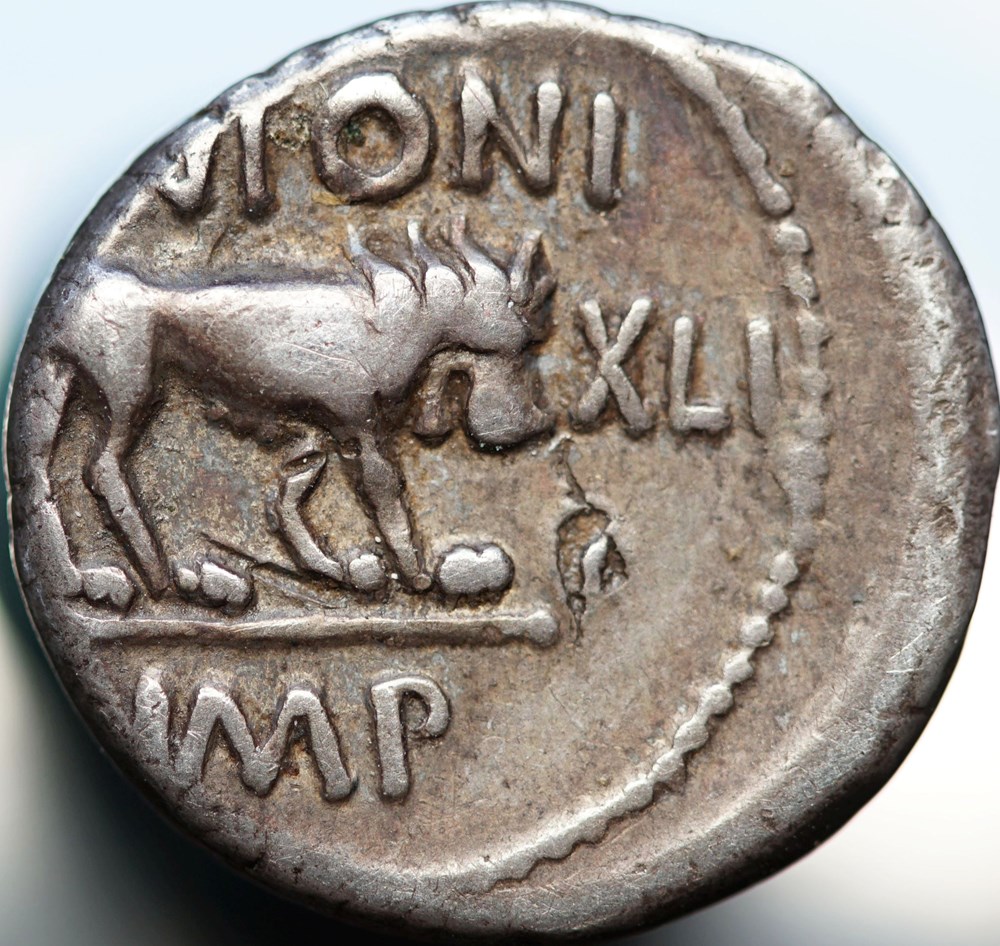 Crawford 489/6 M.ANTONI with M.LEPID(M.Antonius, M. Aemilius Lepidus)Quinarius, 43/42 B.C., Lugdunum munzen antike bis romische imperial und republik crawford 489 6 m antoni with m lepid m antonius m aemilius lepidus quinarius 43 42 b c lugdunum