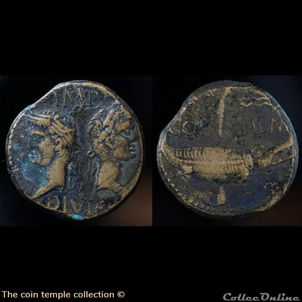 GAUL, Nemausus. Augustus, with Agrippa Dupondius munzen antike bis romische imperial und republik gaul nemausus augustus with agrippa dupondius