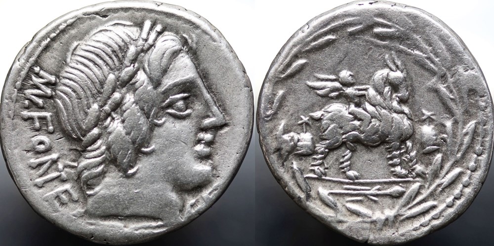 Crawford 353/1d MN.FONTEI C.F (Mn. Fonteius C.f.) Denar, 85, Rom munzen antike bis romische imperial und republik crawford 353 1d mn fontei c f mn fonteius c f denar 85 rom