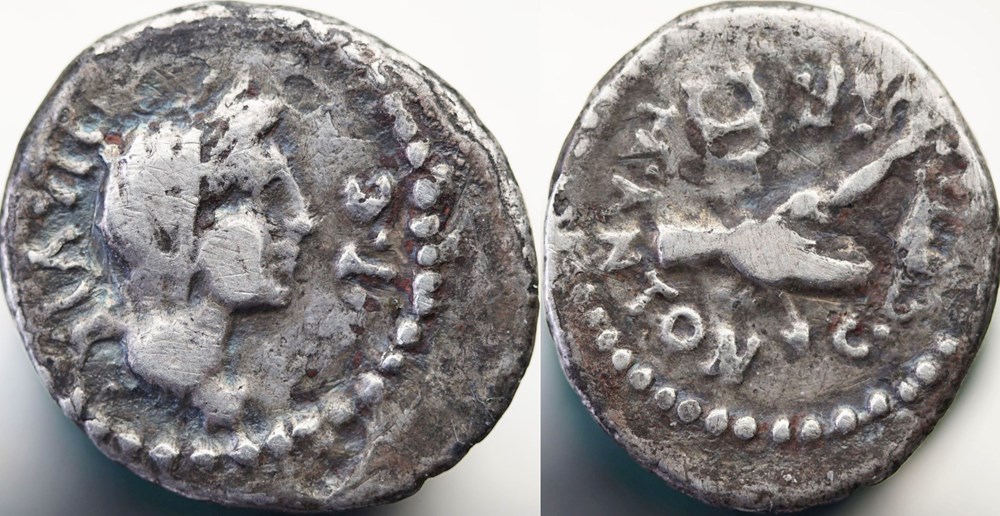Crawford 529/4b C.CAESAR IMP, M.ANTONIUS IMP (Octavianus. M. Antonius), Denarius, Fall 40/39 BC munzen antike bis romische imperial und republik crawford 529 4b c caesar imp m antonius imp octavianus m antonius denarius fall 40 39 bc