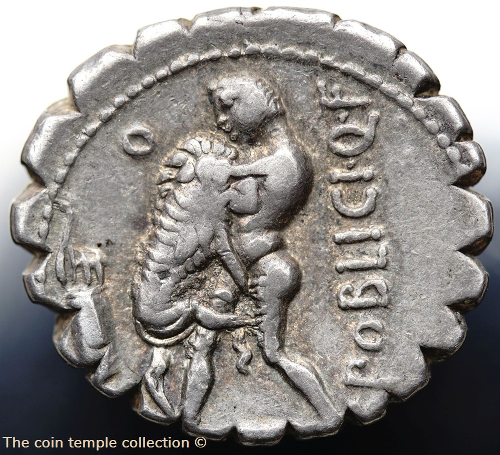 munzen antike vor j bi nach romische republikanische imperial crawford 380 1 c poblici q f c poblicius q f denar serratus