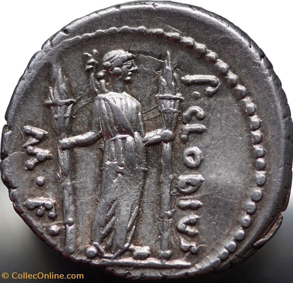 Crawford 494/23 P.CLODIVS M.F IIIIVIR A.P.F (P. Clodius Turrinus) Denar, 42, Rom munzen antike bis romische imperial und republik crawford 494 23 p clodivs m f iiiivir a p f p clodius turrinus denar 42 rom