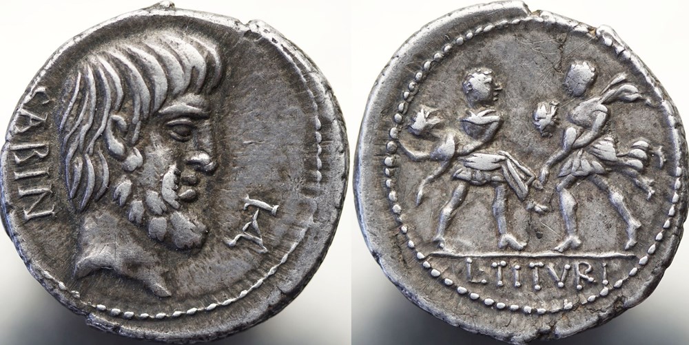 Crawford 344/1a L.TITVRI L.F SABINVS (L.Titurius L.f.Sabinus), Denar, 90, Rom munzen antike bis romische imperial und republik crawford 344 1a l titvri l f sabinvs l titurius l f sabinus denar 90 rom