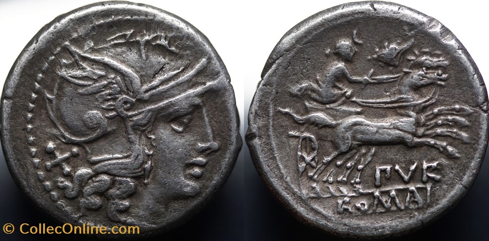 munzen antike bis romische imperial und republik crawford 187 1 pvr furius purpurio denar 169 158 rom