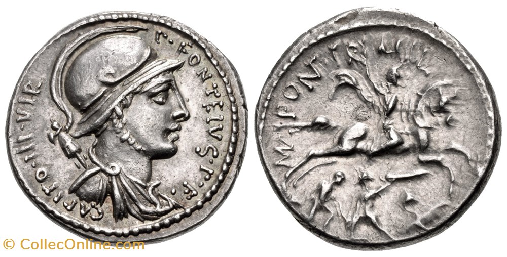 Crawford 429/1 P.FONTEIVS P.F.CAPITO (P. Fonteius P.f. Capito), Denar 4 munzen antike bis romische imperial und republik crawford 429 1 p fonteivs p f capito p fonteius p f capito denar