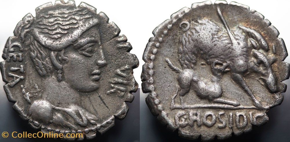 Crawford 407/1, C.HOSIDI C.F GETA IIIVIR *for sale € 190* munzen antike bis romische imperial und republik crawford 407 1 c hosidi c f geta iiivir for sale 190