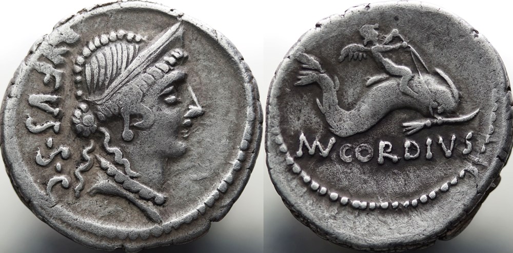 Crawford 463/3 MN.CORDIVS RVFVS IIIVIR (Mn. Cordius Rufus), Denar munzen antike bis romische imperial und republik crawford 463 3 mn cordivs rvfvs iiivir mn cordius rufus denar
