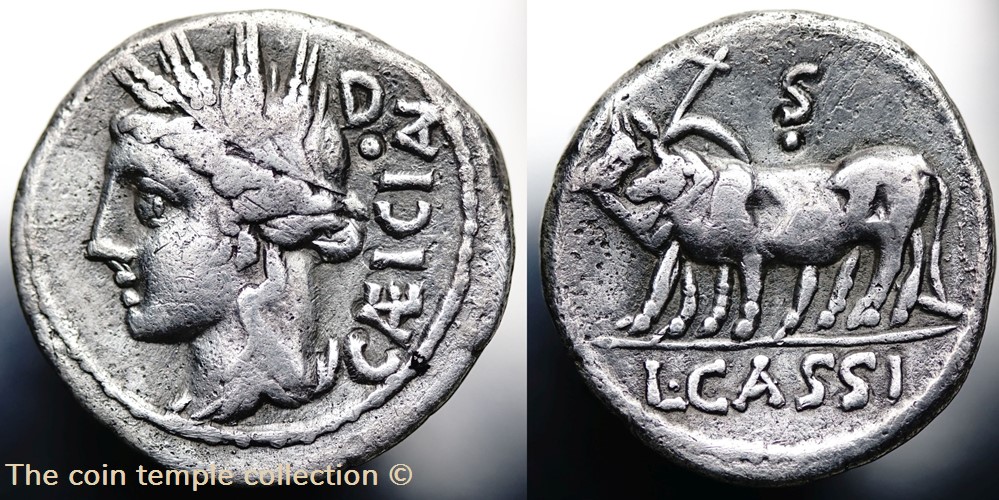 Crawford 321/1 L. CASSI CAEICIAN (L. Cassius Caecianus), Denar munzen antike bis romische imperial und republik crawford 321 1 l cassi caeician l cassius caecianus denar