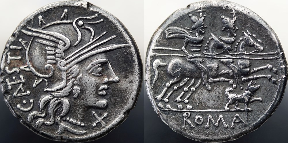 munzen antike bis romische imperial und republik crawford 219 1d c antesti c antestius denar 146 rom