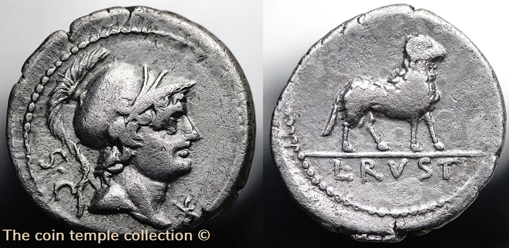 (85 €) Crawford 389/1, L.RVSTI ( C. Rustius), Denar, 76 BC *SOLD* munzen antike bis romische imperial und republik 85 crawford 389 1 l rvsti c rustius denar 76 bc sold