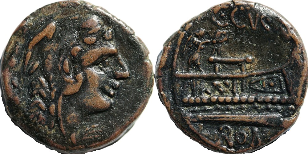munzen antike bis romische imperial und republik crawford 240 4a c cvr f trige c curiatius f trigeminus triens 135 bc rom