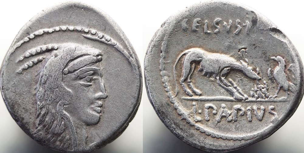 Crawford 472/1 L.PAPIVS CELSVS IIIVIR (L. Papius Celsus) Denarius, 45 B.C. Rome munzen antike bis romische imperial und republik crawford 472 1 l papivs celsvs iiivir l papius celsus denarius 45 b c rome