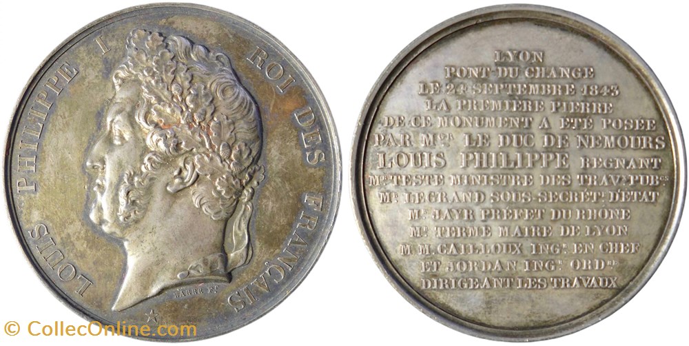 medailles pose de la premiere pierre du pont du change 1843