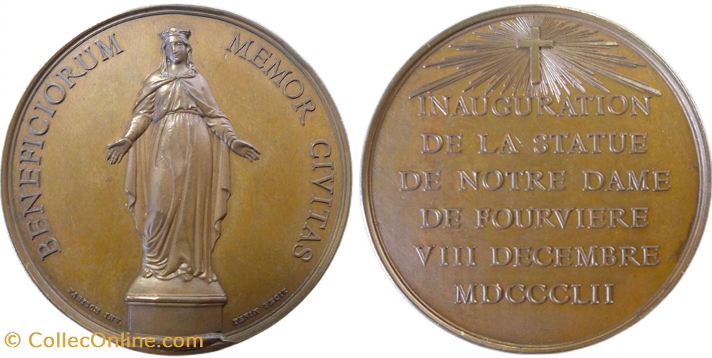 Inauguration de la statue de ND de Fourvière, 1852 medailles inauguration de la statue de nd de fourviere 1852