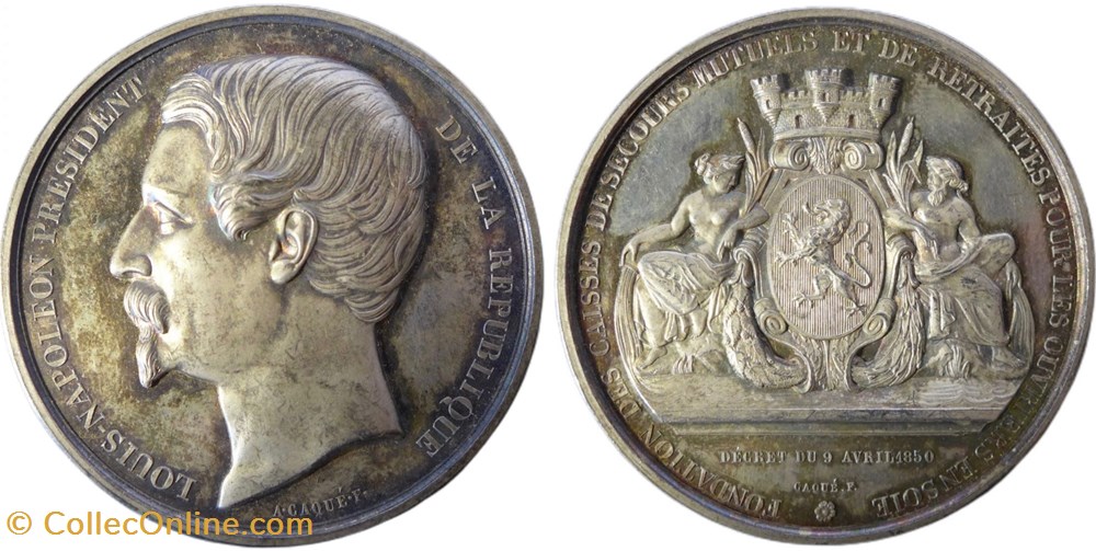 medailles fondation des caisses de secours mutuels pour les ouvriers en soie 1850