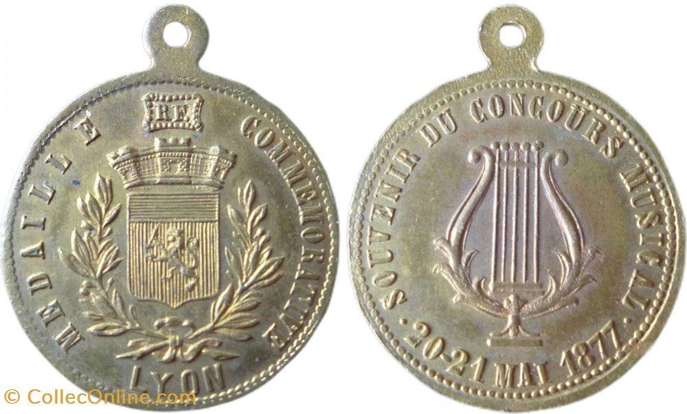 Concours musical de 1877, médaillette medailles concours musical de 1877 medaillette