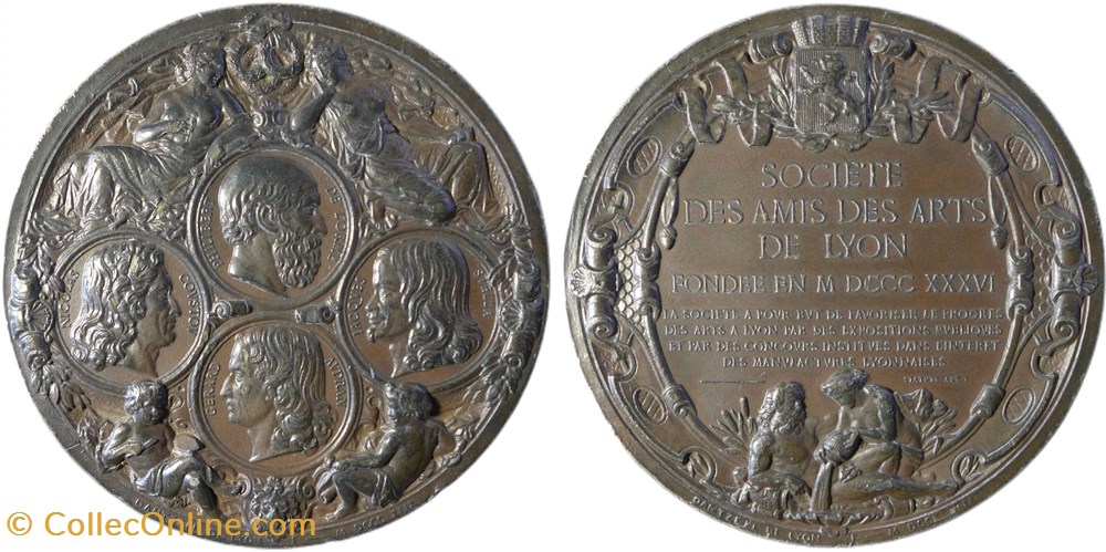 medailles societe des amis des arts de lyon par dantzell 1849