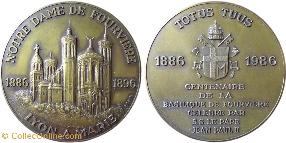 medailles centenaire de la basilique de fourviere 1986