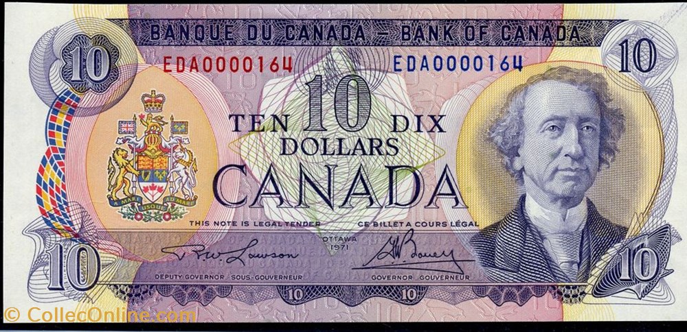 billet de 10 dollars 1971 billets amerique du nord canada billet de 10 dollars 1971