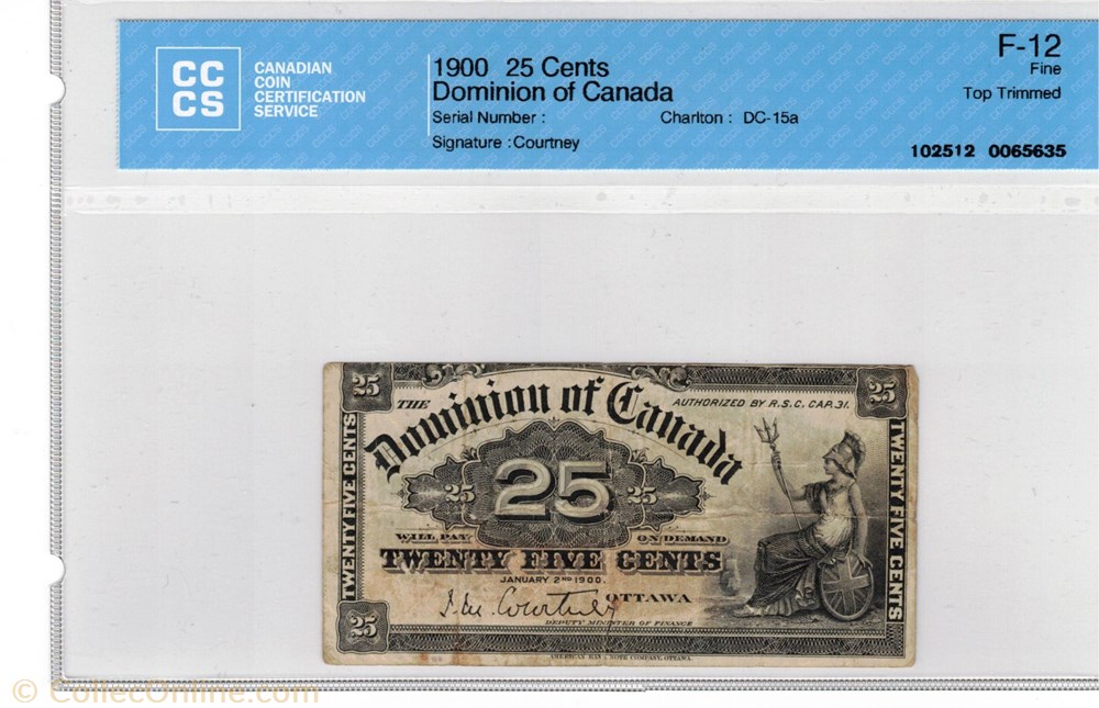 billet amerique du nord canadum 25 cents 1900