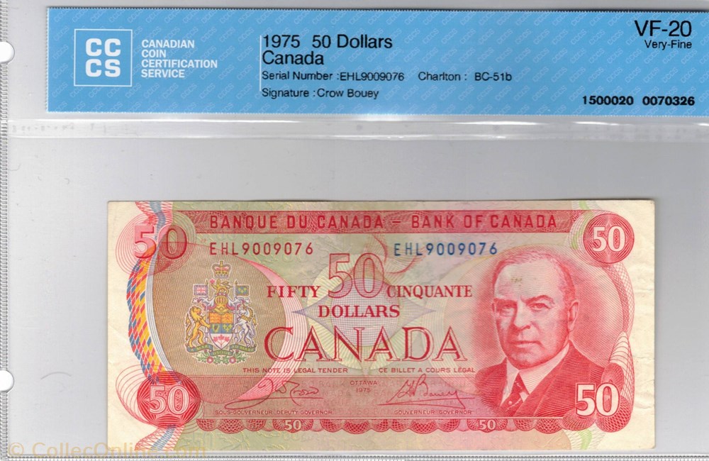 amerique du nord canadum billet de 50 dollars 1975