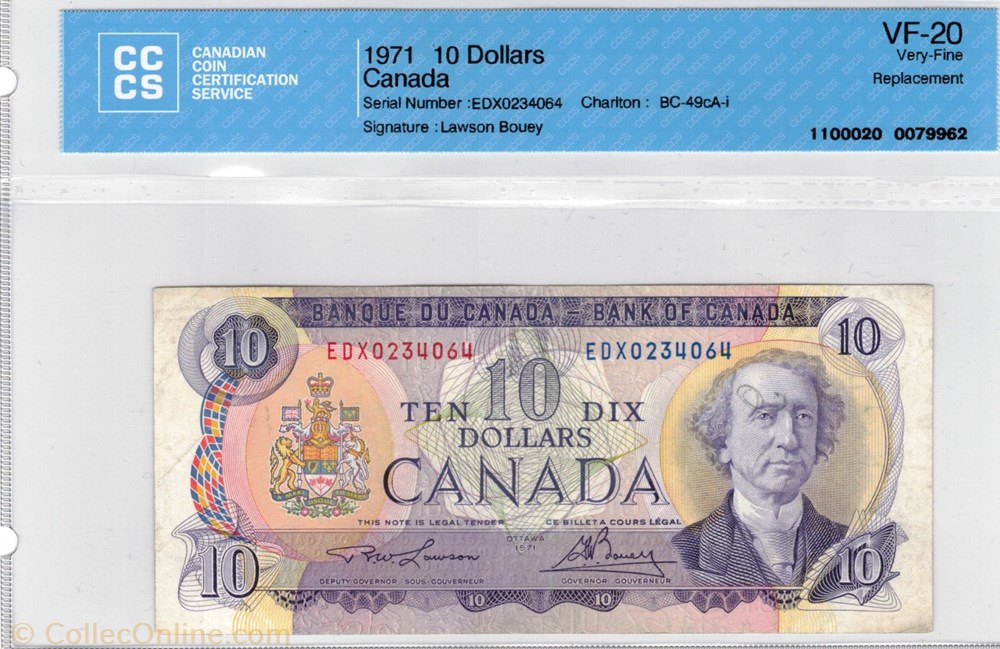 billet de 10 dollars 1971 amerique du nord canadum billet de 10 dollars 1971