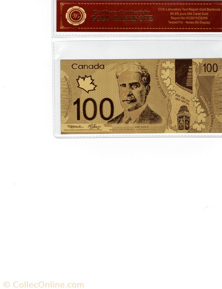 amerique du nord canadum billet 100 dollaqrs or