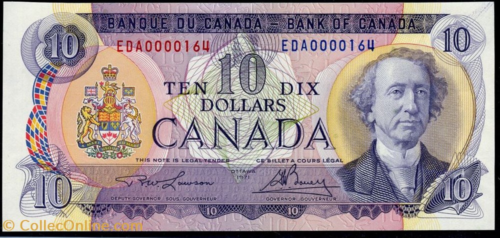 billet de 10 dollars 1971 billets amerique du nord canada billet de 10 dollars 1971