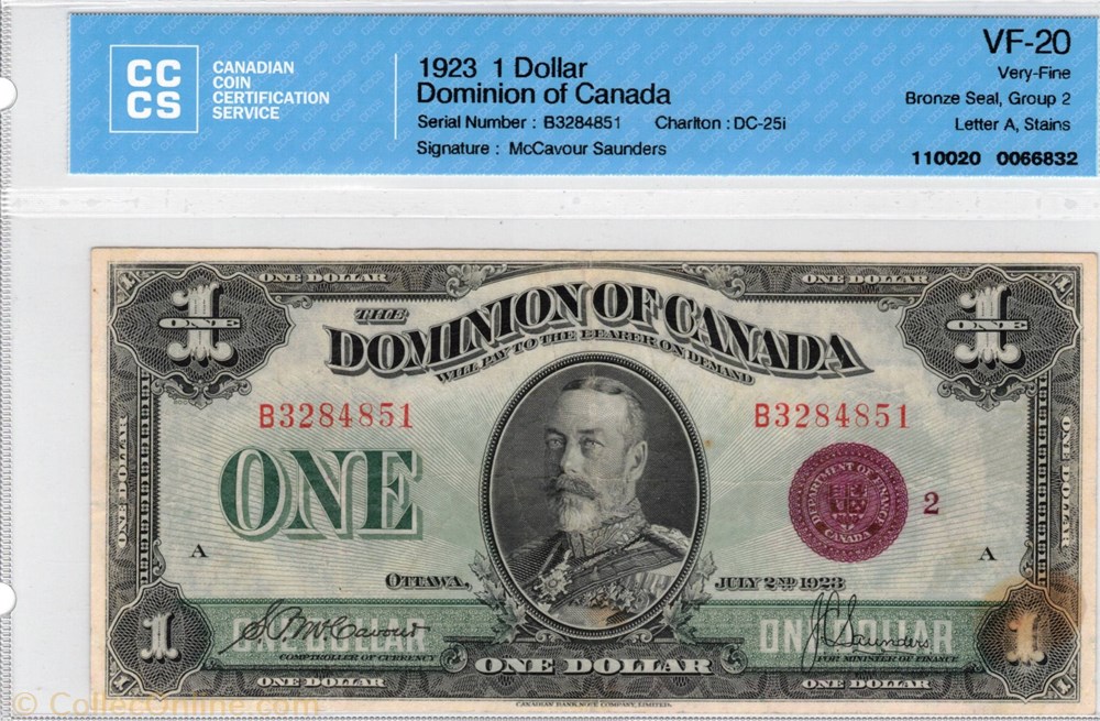 billet de 1dollar1923 amerique du nord canadum billet de 1dollar1923