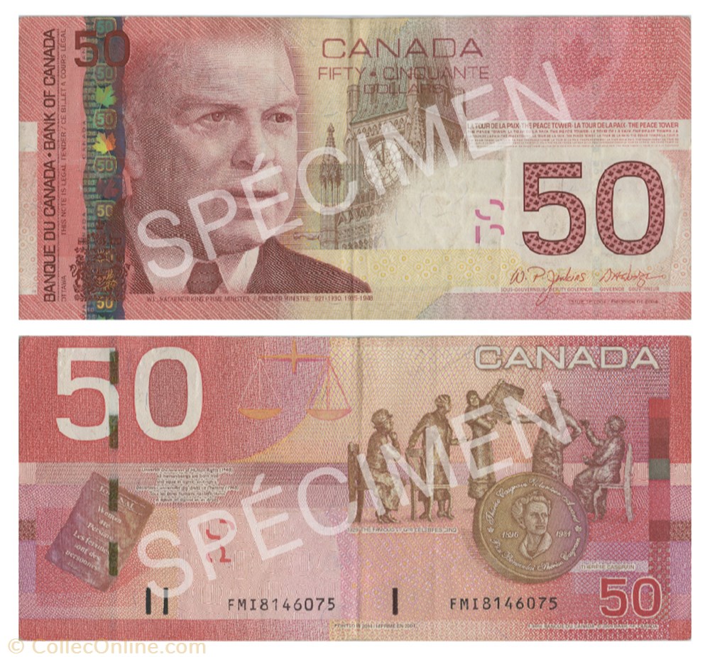 amerique du nord canadum billet 50 dollars 2004