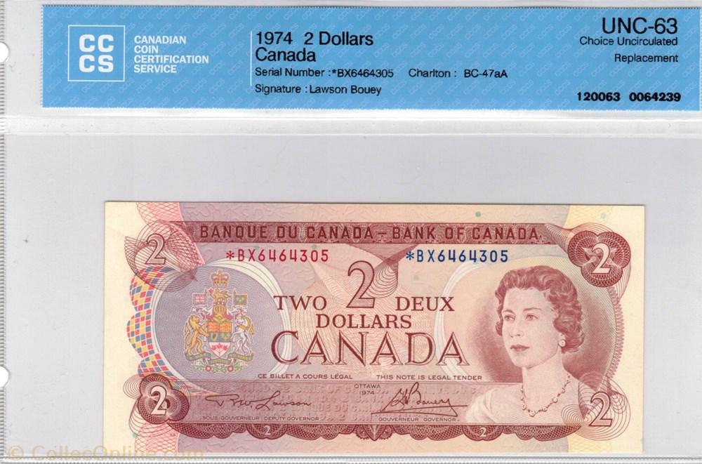 amerique du nord canadum billet 2 dollars