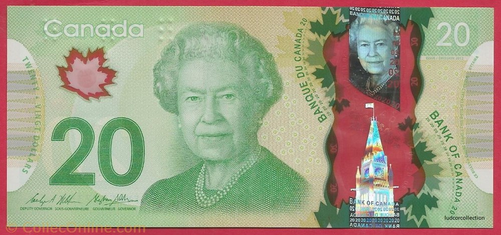 amerique du nord canadum billet de 20 dollars 2012