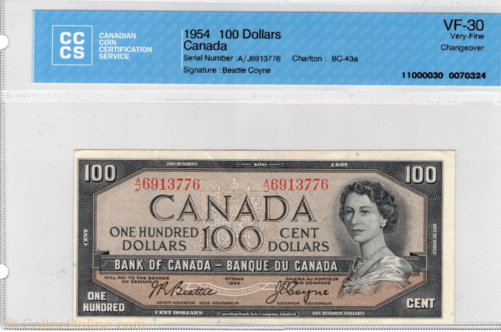 billet de 100 dollars 1954 amerique du nord canadum billet de 100 dollars 1954