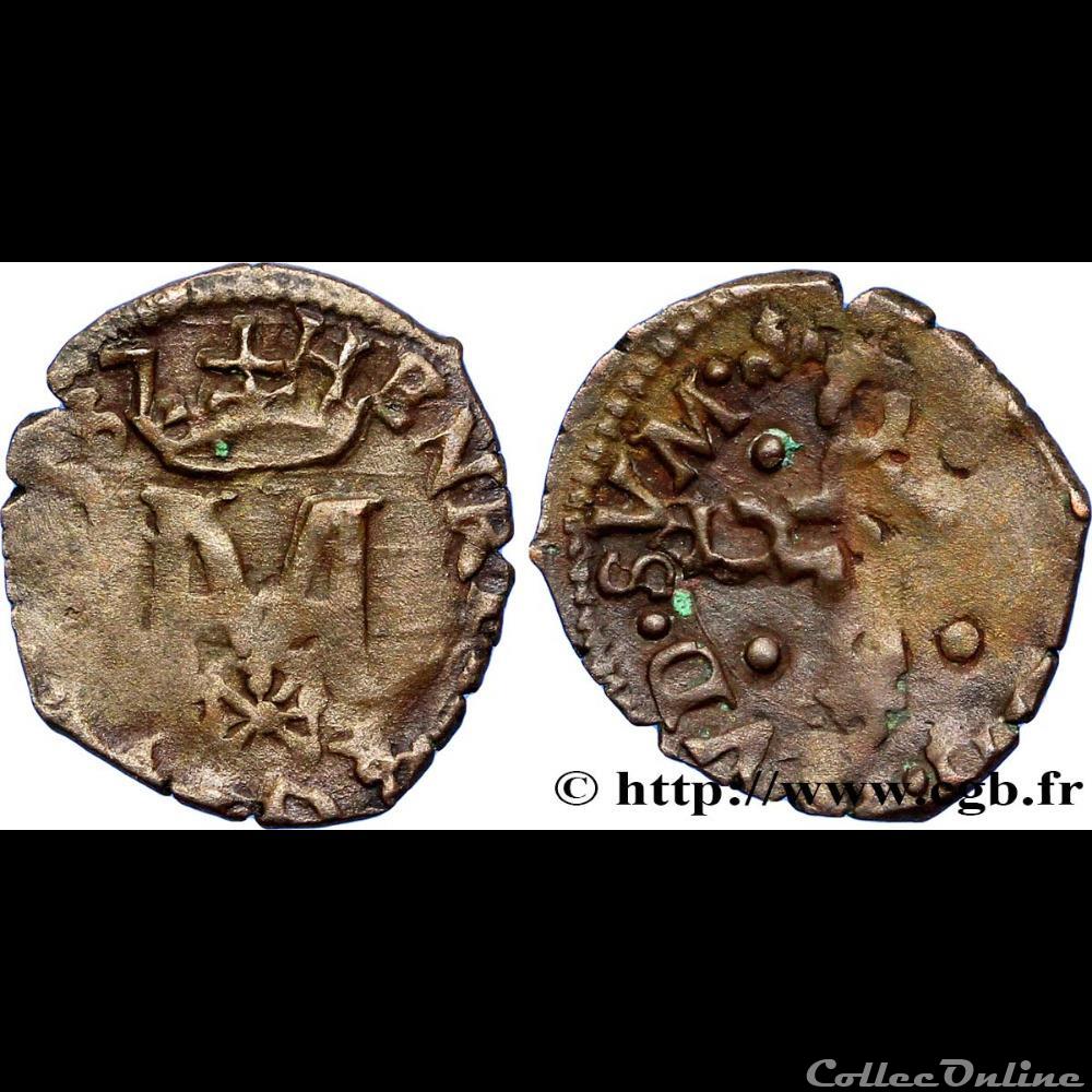 Liard de Navarre 1587 Saint-Palais monnaie france feodale liard de navarre 1587 saint palais