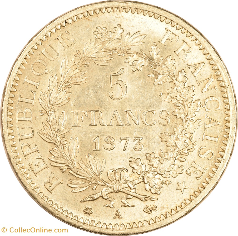 5 francs Hercule 1873 A monnaies monde france 5 francs hercule 1873 a