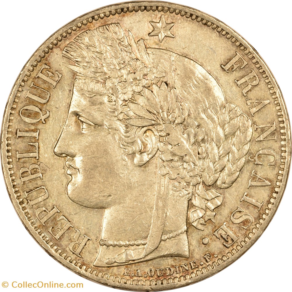 monnaies monde france 5 francs ceres 1870 a